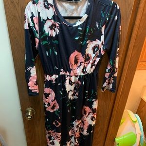 Long navy floral dress
